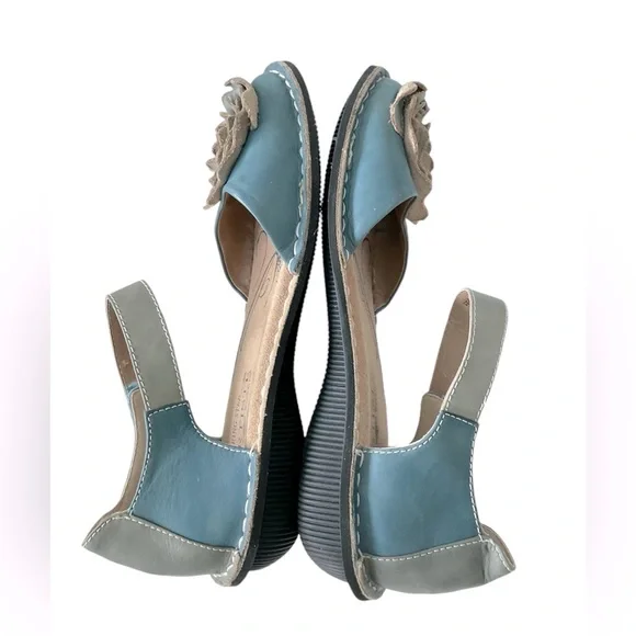 L’Artiste Spring Step Caicos Blue Gray Mary Jane Flats Shoes Size 7 Flower EUC🩵 - Picture 7 of 8